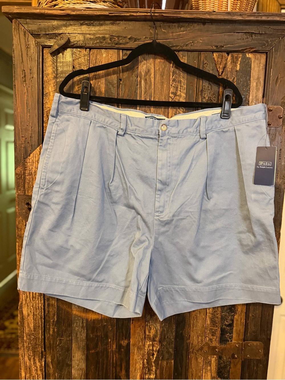 Polo Ralph Lauren Polo Chino Shorts Mens 40 Blue Pleated Relaxed Fit NWT $148